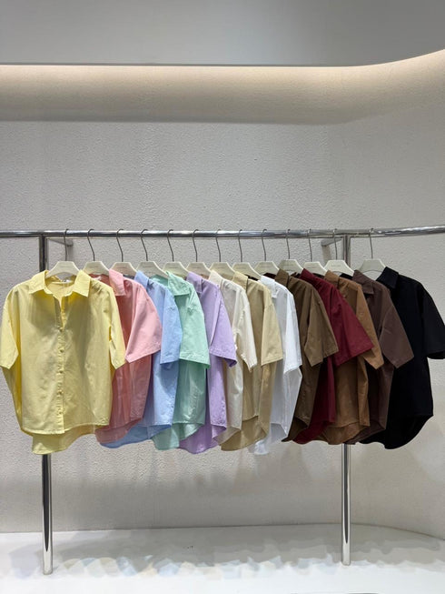 WANWAN Collar Down Short Sleeves Shirts